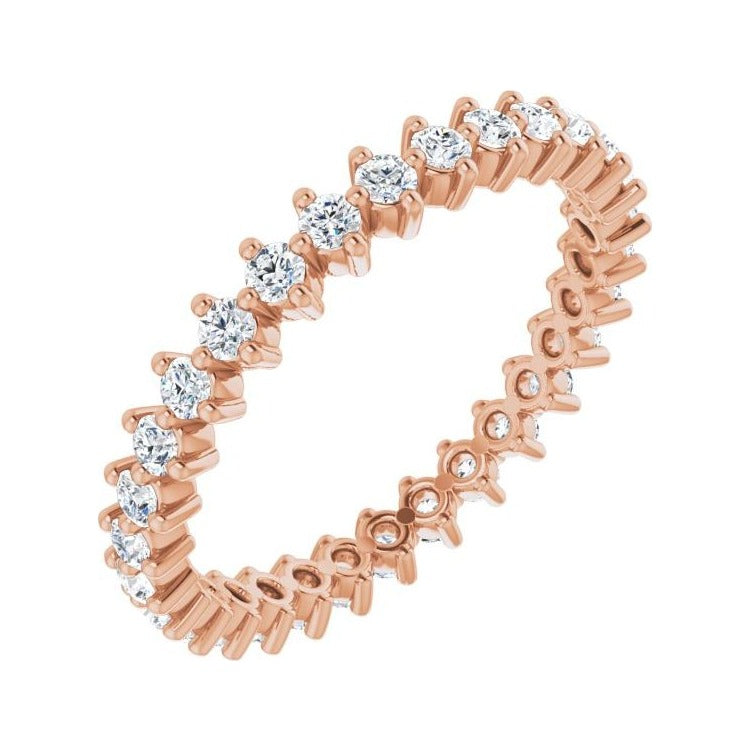 Sapphire Row Lab-Grown Diamond Petite Round Eternity Band - 14K Rose Gold, 1.7 mm, 6