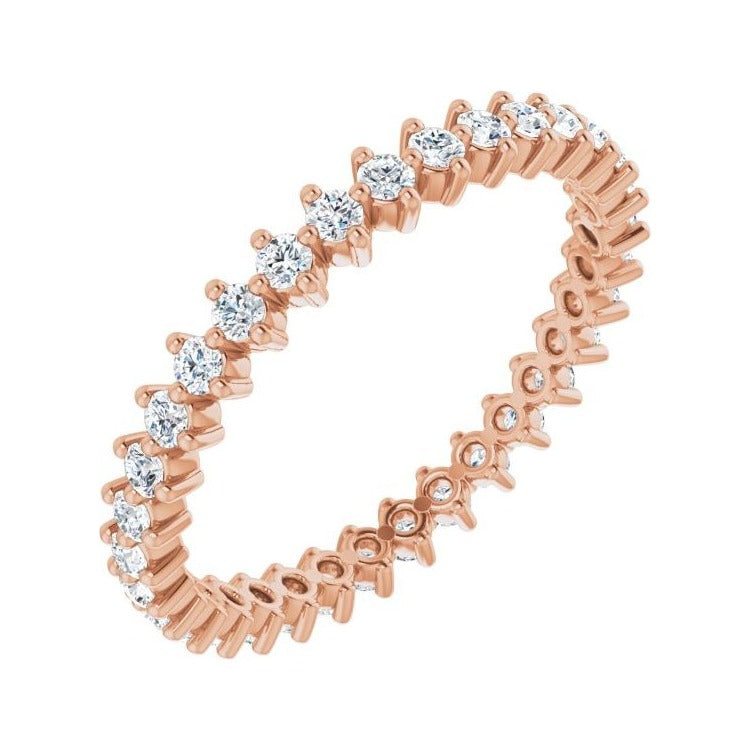 Sapphire Row Lab-Grown Diamond Petite Round Eternity Band - 14K Rose Gold, 1.7 mm, 8