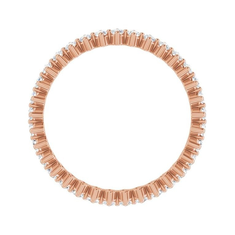 Sapphire Row Lab-Grown Diamond Petite Round Eternity Band - 14K Rose Gold, 1.7 mm, 8 (view 2)