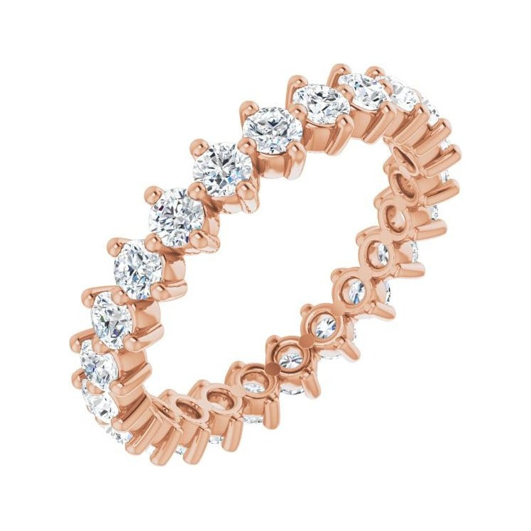 Sapphire Row Lab-Grown Diamond Petite Round Eternity Band - 14K Rose Gold, 2.5 mm, 6