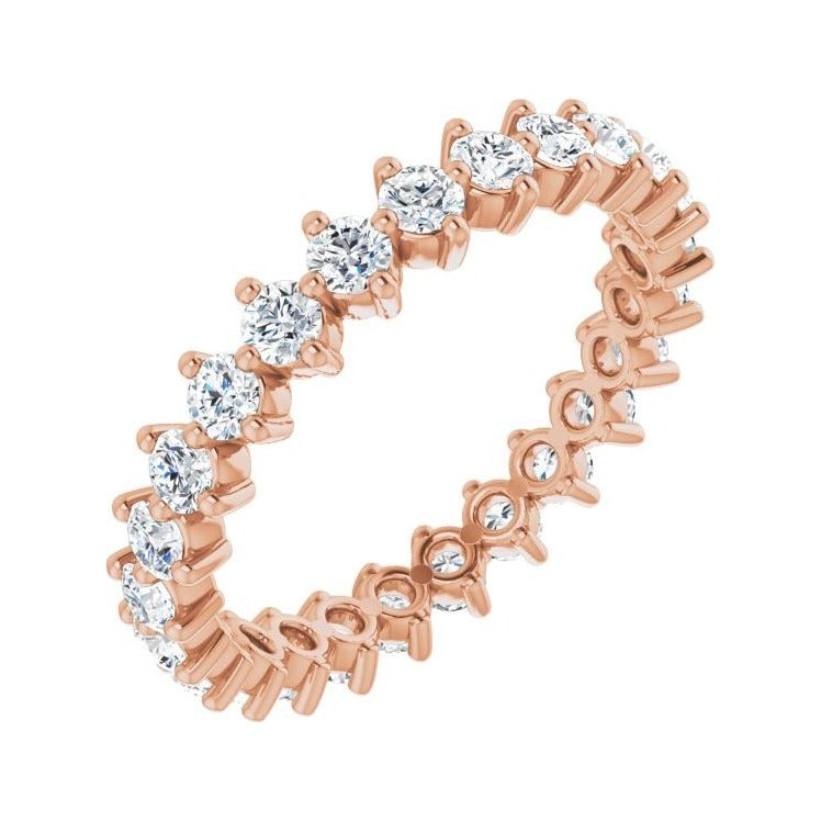 Sapphire Row Lab-Grown Diamond Petite Round Eternity Band - 14K Rose Gold, 2.5 mm, 8