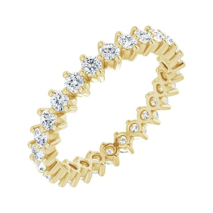 Sapphire Row Lab-Grown Diamond Petite Round Eternity Band - 14K Yellow Gold, 2 mm, 5