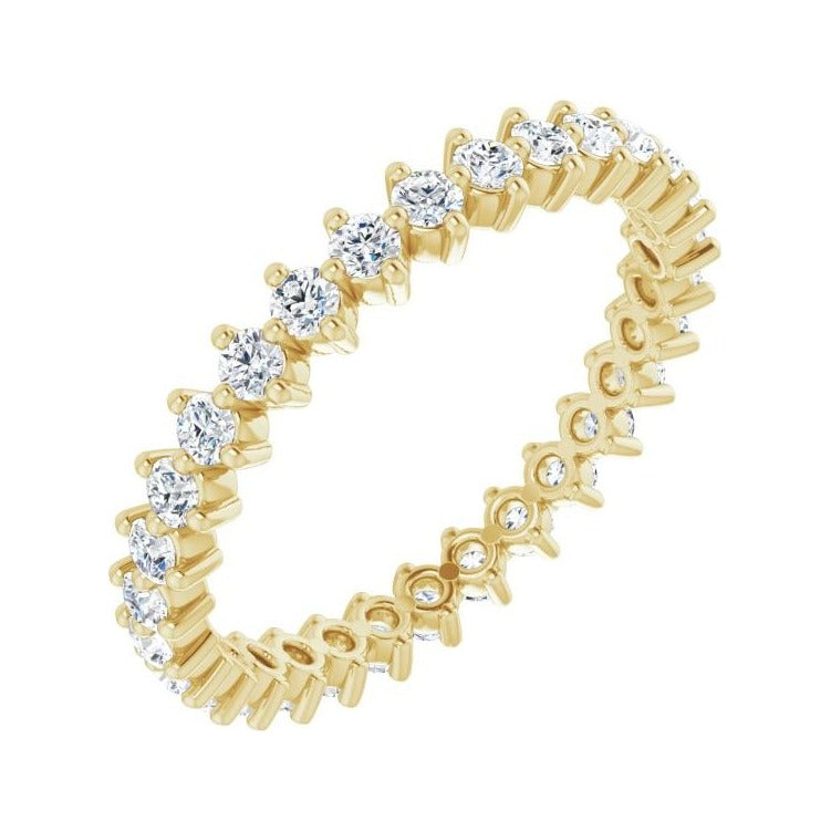 Sapphire Row Lab-Grown Diamond Petite Round Eternity Band - 14K Yellow Gold, 2 mm, 8