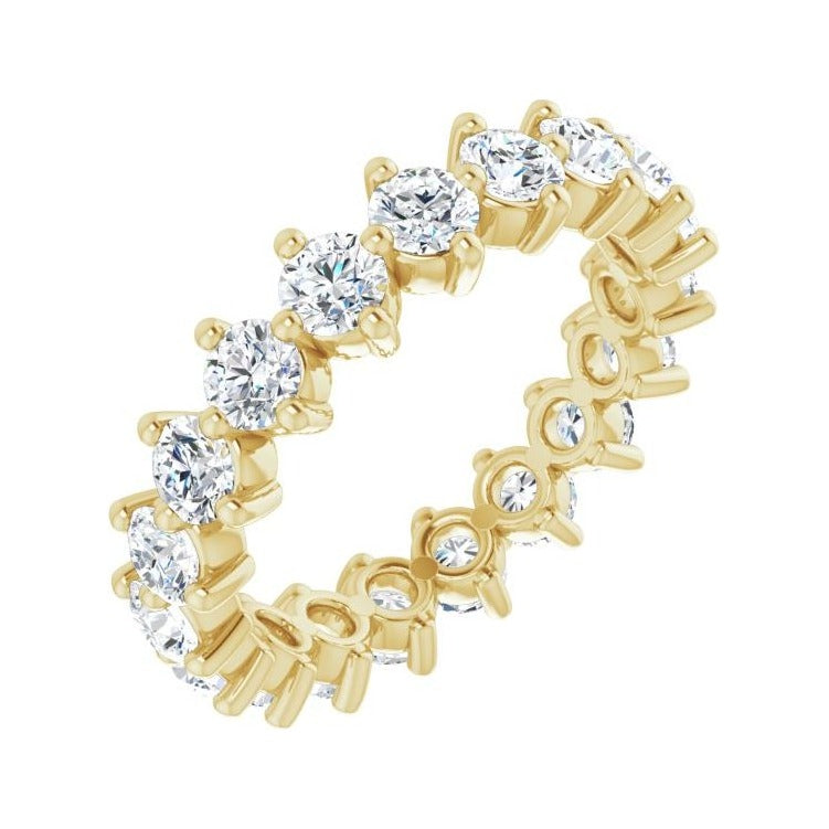 Sapphire Row Lab-Grown Diamond Petite Round Eternity Band - 14K Yellow Gold, 3 mm, 5