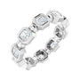 Sapphire Row Natural Diamond Asscher Beaded Band - 14K White Gold, 2.5 × 2.5 mm, 7