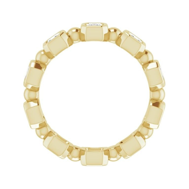 Sapphire Row Natural Diamond Asscher Beaded Band - 14K Yellow Gold, 2.5 × 2.5 mm, 5 (view 2)