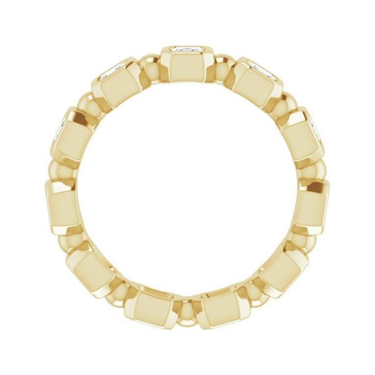 Sapphire Row Natural Diamond Asscher Beaded Band - 14K Yellow Gold, 2.5 × 2.5 mm, 6 (view 2)