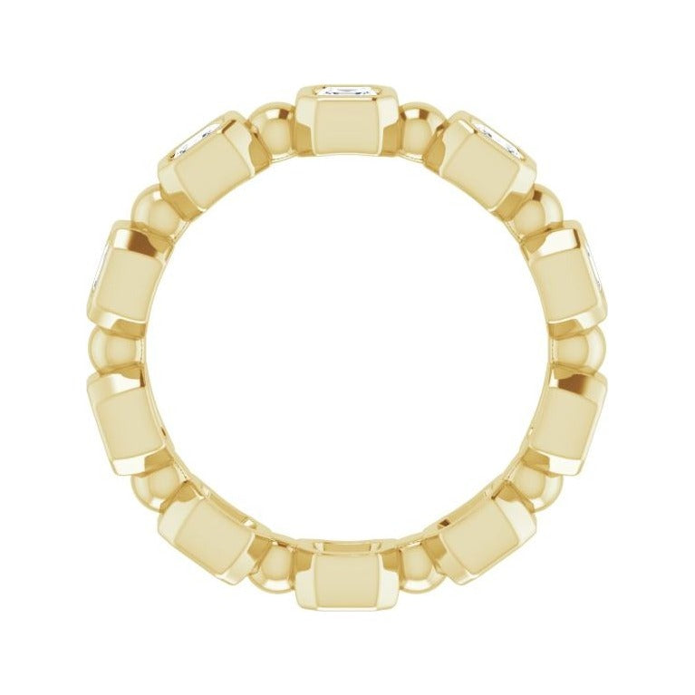 Sapphire Row Natural Diamond Asscher Beaded Band - 14K Yellow Gold, 2.5 × 2.5 mm, 7 (view 2)