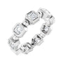 Sapphire Row Natural Diamond Asscher Beaded Band - 14K White Gold, 3 × 3 mm, 6