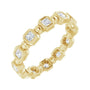 Sapphire Row Natural Diamond Asscher Beaded Band - 14K Yellow Gold, 2 × 2 mm, 6