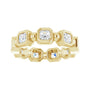 Sapphire Row Natural Diamond Asscher Beaded Band - 14K Yellow Gold, 3 × 3 mm, 5 (view 3)