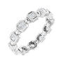 Sapphire Row Natural Diamond Asscher Beaded Band - Platinum, 2 × 2 mm