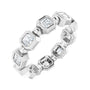 Sapphire Row Natural Diamond Asscher Beaded Band - Platinum, 3 × 3 mm, 7