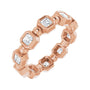 Sapphire Row Natural Diamond Asscher Beaded Band - 14K Rose Gold, 2.5 × 2.5 mm, 5