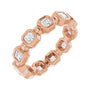 Sapphire Row Natural Diamond Asscher Beaded Band - 14K Rose Gold, 2.5 × 2.5 mm, 6