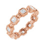 Sapphire Row Natural Diamond Asscher Beaded Band - 14K Rose Gold, 2.5 × 2.5 mm, 7
