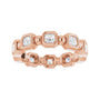 Sapphire Row Natural Diamond Asscher Beaded Band - 14K Rose Gold, 2.5 × 2.5 mm, 7 (view 3)
