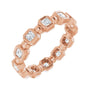 Sapphire Row Natural Diamond Asscher Beaded Band - 14K Rose Gold, 2 × 2 mm, 5