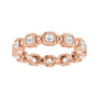 Sapphire Row Natural Diamond Asscher Beaded Band - 14K Rose Gold, 2 × 2 mm, 5 (view 3)