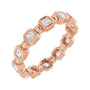 Sapphire Row Natural Diamond Asscher Beaded Band - 14K Rose Gold, 2 × 2 mm, 6
