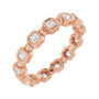 Sapphire Row Natural Diamond Asscher Beaded Band - 14K Rose Gold, 2 × 2 mm, 7