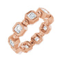 Sapphire Row Natural Diamond Asscher Beaded Band - 14K Rose Gold, 3 × 3 mm, 5