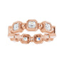 Sapphire Row Natural Diamond Asscher Beaded Band - 14K Rose Gold, 3 × 3 mm, 5 (view 3)