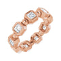 Sapphire Row Natural Diamond Asscher Beaded Band - 14K Rose Gold, 3 × 3 mm, 6