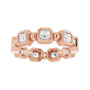 Sapphire Row Natural Diamond Asscher Beaded Band - 14K Rose Gold, 3 × 3 mm, 6 (view 3)