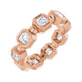 Sapphire Row Natural Diamond Asscher Beaded Band - 14K Rose Gold, 3 × 3 mm, 7