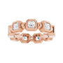 Sapphire Row Natural Diamond Asscher Beaded Band - 14K Rose Gold, 3 × 3 mm, 7 (view 3)