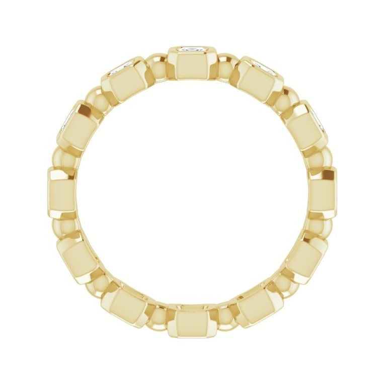 Sapphire Row Natural Diamond Asscher Beaded Band - 14K Yellow Gold, 2 × 2 mm (view 2)
