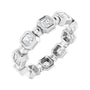 Sapphire Row Natural Diamond Asscher Beaded Band - Platinum, 2.5 × 2.5 mm, 5