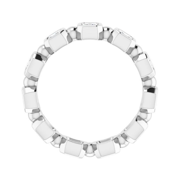 Sapphire Row Natural Diamond Asscher Beaded Band - Platinum, 2.5 × 2.5 mm, 6 (view 2)