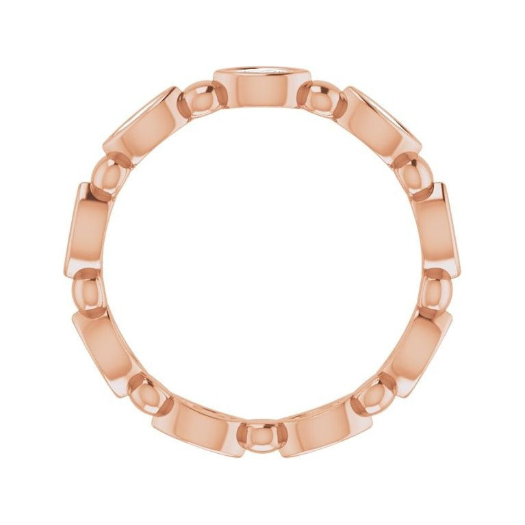 Sapphire Row Natural Diamond Marquise Beaded Band - 14K Rose Gold, 3.5 × 1.75 mm, 5 (view 2)