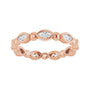 Sapphire Row Natural Diamond Marquise Beaded Band - 14K Rose Gold, 3.5 × 1.75 mm, 5 (view 3)