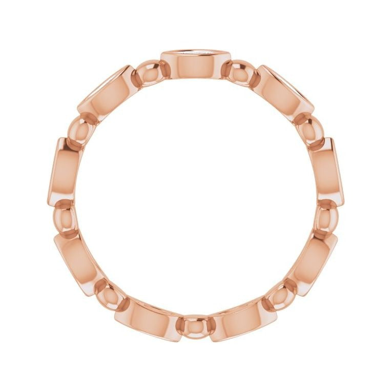 Sapphire Row Natural Diamond Marquise Beaded Band - 14K Rose Gold, 3.5 × 1.75 mm, 6 (view 2)