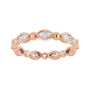 Sapphire Row Natural Diamond Marquise Beaded Band - 14K Rose Gold, 3.5 × 1.75 mm, 6 (view 3)