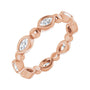 Sapphire Row Natural Diamond Marquise Beaded Band - 14K Rose Gold, 3.5 × 1.75 mm, 7