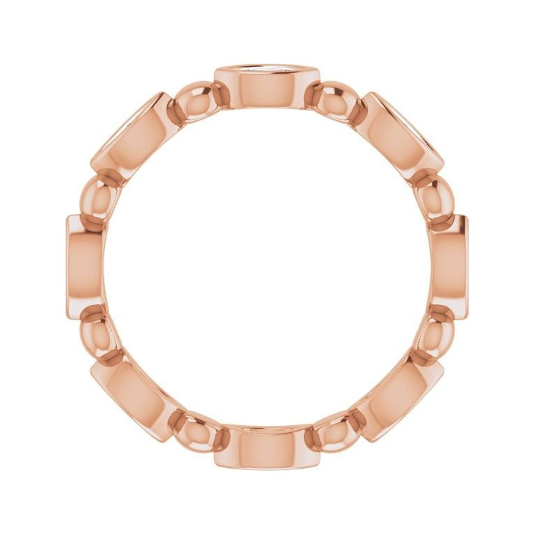 Sapphire Row Natural Diamond Marquise Beaded Band - 14K Rose Gold, 3.5 × 1.75 mm, 7 (view 2)