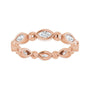 Sapphire Row Natural Diamond Marquise Beaded Band - 14K Rose Gold, 3.5 × 1.75 mm, 7 (view 3)