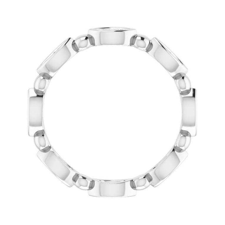 Sapphire Row Natural Diamond Marquise Beaded Band - Platinum, 4 × 2 mm, 5 (view 2)