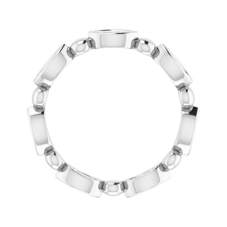 Sapphire Row Natural Diamond Marquise Beaded Band - Platinum, 4 × 2 mm, 7 (view 2)