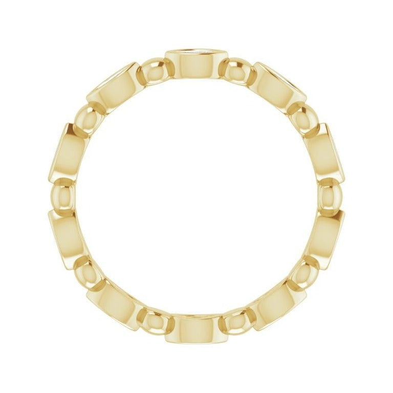 Sapphire Row Natural Diamond Marquise Beaded Band - 14K Yellow Gold, 3 × 1.5 mm, 5 (view 2)