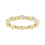 Sapphire Row Natural Diamond Marquise Beaded Band - 14K Yellow Gold, 3 × 1.5 mm, 5 (view 3)
