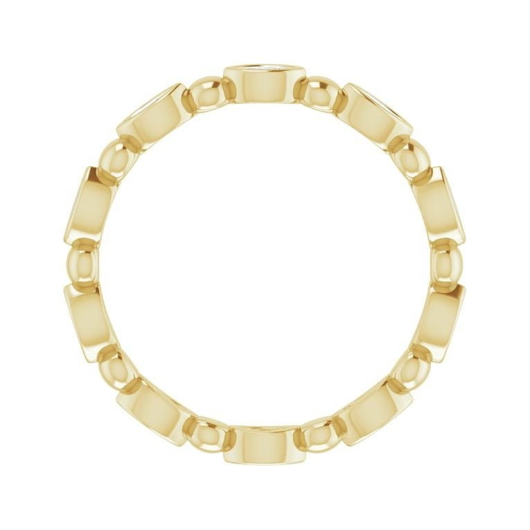 Sapphire Row Natural Diamond Marquise Beaded Band - 14K Yellow Gold, 3 × 1.5 mm, 6 (view 2)