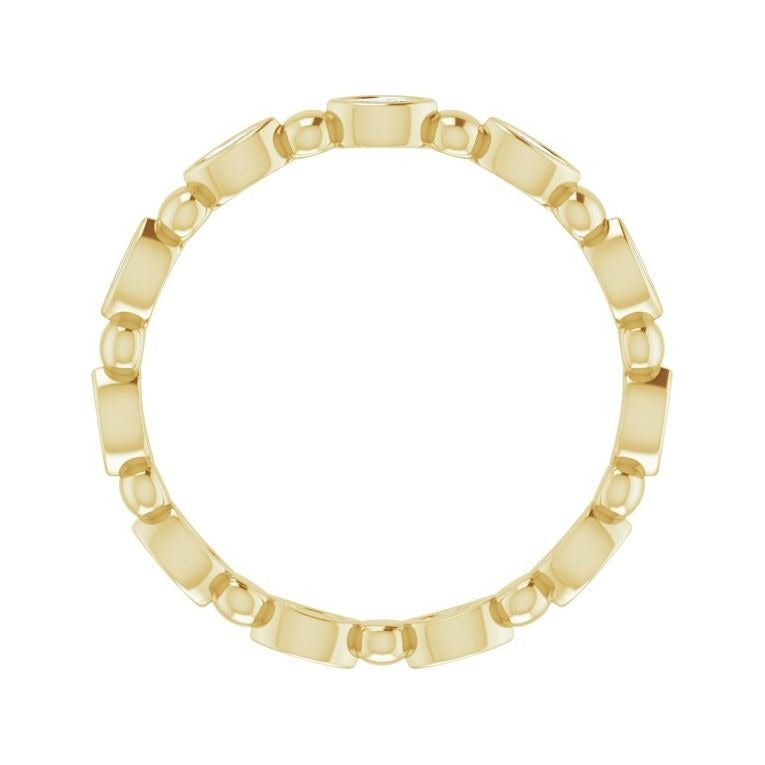 Sapphire Row Natural Diamond Marquise Beaded Band - 14K Yellow Gold, 3 × 1.5 mm, 7 (view 2)