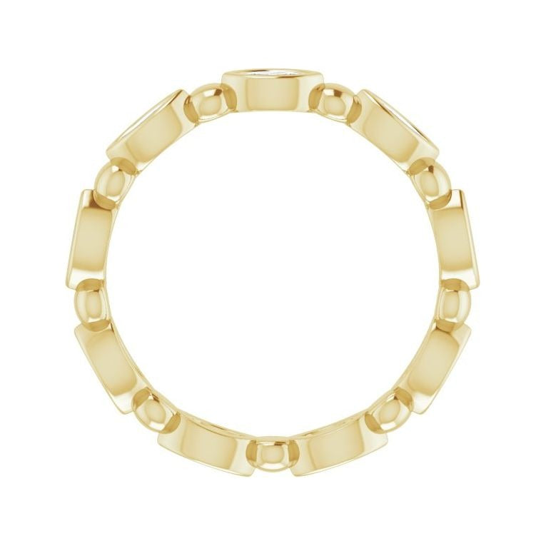 Sapphire Row Natural Diamond Marquise Beaded Band - 14K Yellow Gold, 3.5 × 1.75 mm, 5 (view 2)