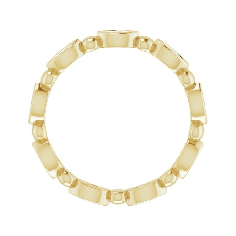 Sapphire Row Natural Diamond Marquise Beaded Band - 14K Yellow Gold, 3.5 × 1.75 mm, 6 (view 2)