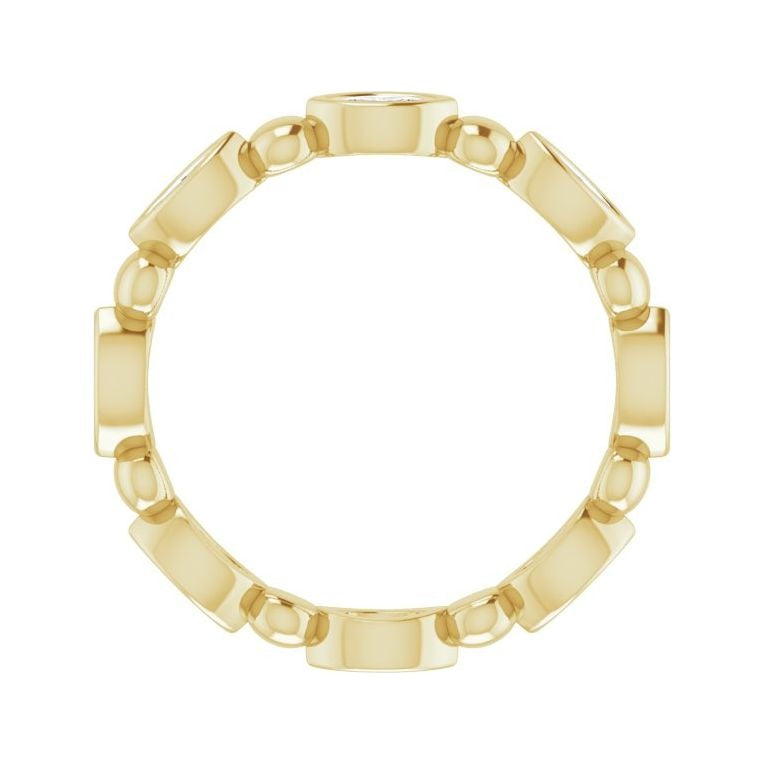 Sapphire Row Natural Diamond Marquise Beaded Band - 14K Yellow Gold, 3.5 × 1.75 mm, 7 (view 2)